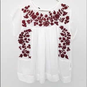 Zara Sheer Embroidered Blouse